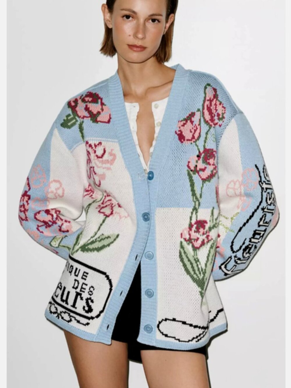 Anthropologie Oversized Floral Flowers Graphics Cardigan Sweater 1X 2X NWT Plus